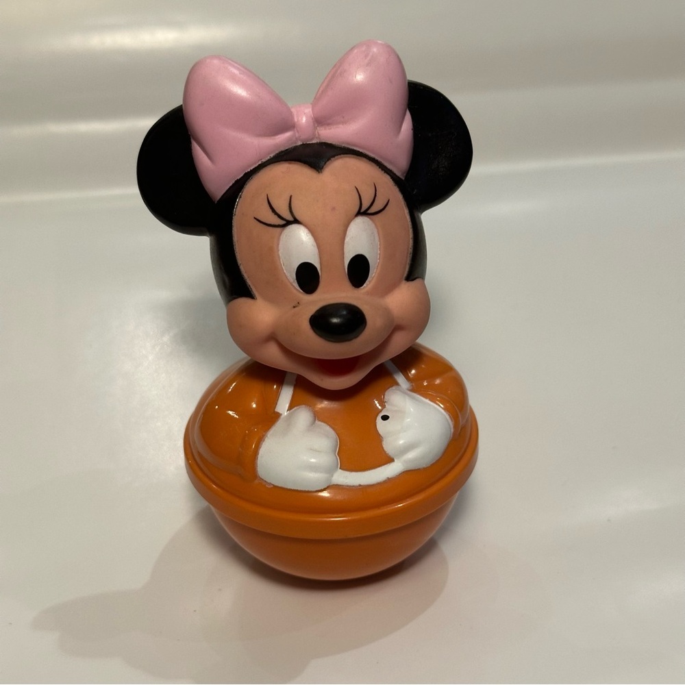 LOVE NOTE for Vintage Disney Minnie Mouse Pink Bow Baby Weeble Wobble Roly Poly